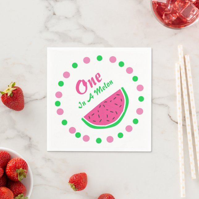 One In A Melon 1st Birthday Napkins (Insitu)