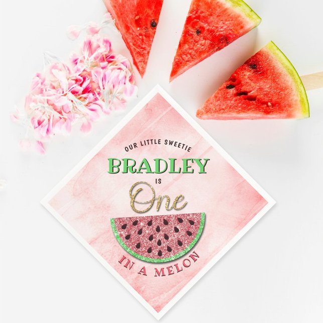 One In A Melon 1st Birthday Napkins (Creator Uploaded)
