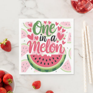 One In A Melon 1st Birthday Paper Napkins