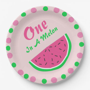 One In A Melon 1st Birthday Paper Plate