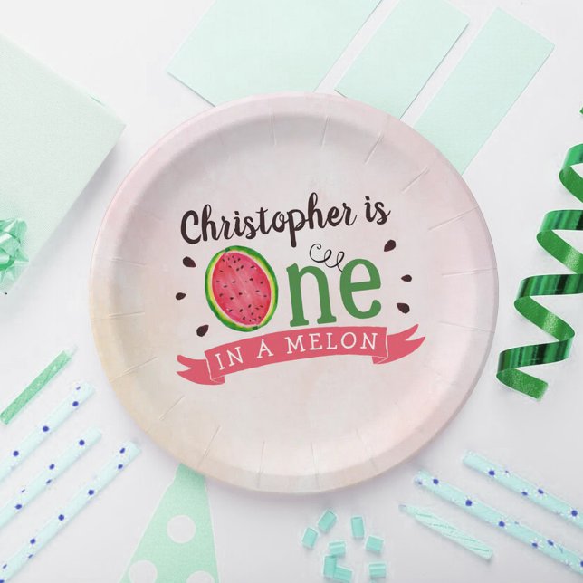 One In A Melon 1st Birthday Paper Plates (Creator Uploaded)