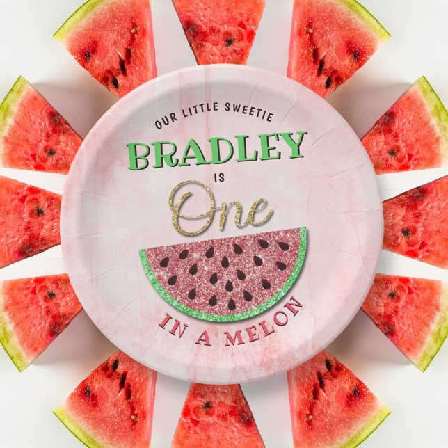 One In A Melon 1st Birthday Paper Plates (Creator Uploaded)