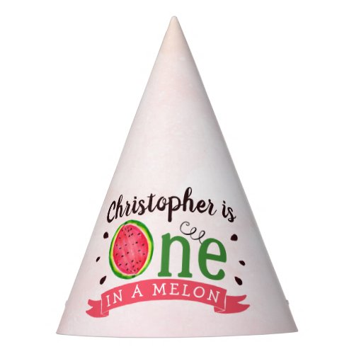 One In A Melon 1st Birthday Party Hat