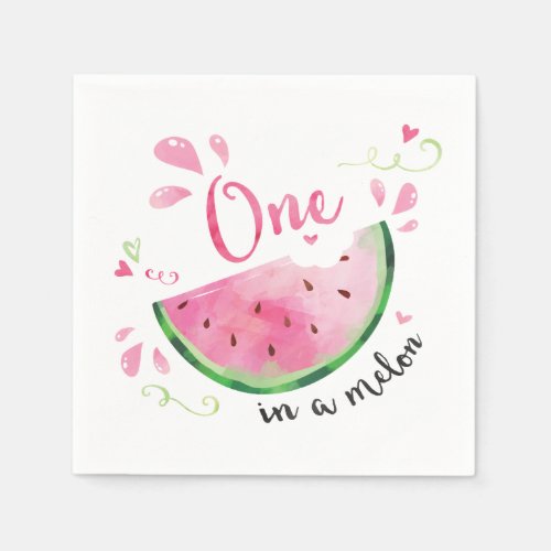One in a Melon 1st Birthday Party Napkins