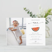 One In A Melon 1st Birthday Party Photo Invitation (Standing Front)