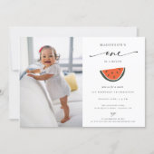 One In A Melon 1st Birthday Party Photo Invitation (Front)
