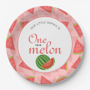 One In A Melon 1st Birthday Party Watermelon  Paper Plates