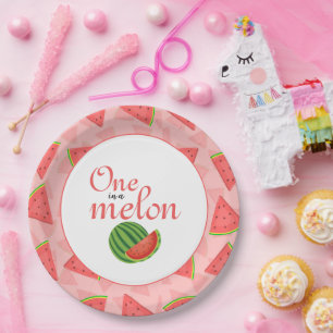 One In A Melon 1st Birthday Party Watermelon Paper Plates
