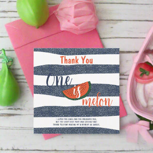One In A Melon 1st Birthday Party Watermelon Thank You Card