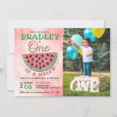 One In A Melon 1st Birthday Photo Invitation (Front)