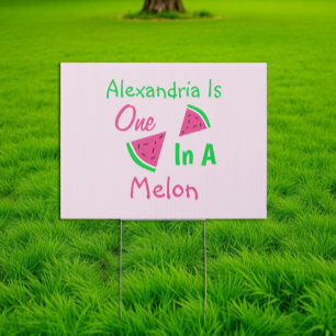One In A Melon 1st Birthday Sign