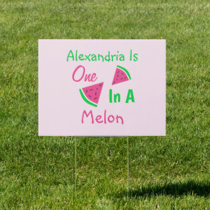 One In A Melon 1st Birthday Sign