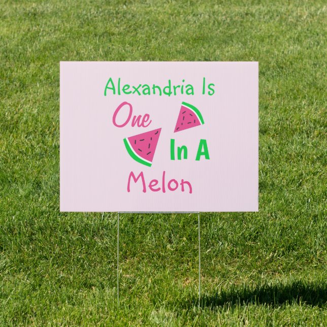 One In A Melon 1st Birthday Sign (Insitu)