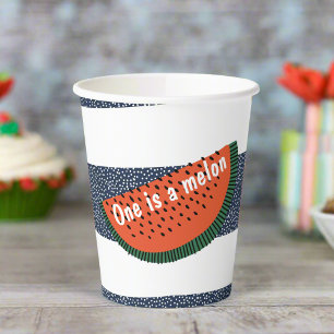 One in a Melon 1st Birthday Stripe Watermelon Boy Paper Cups