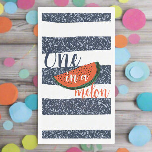 One in a Melon 1st Birthday Striped Blue Baby Boy  Paper Guest Towels