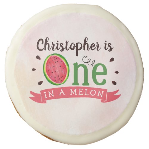 One In A Melon 1st Birthday Sugar Cookie