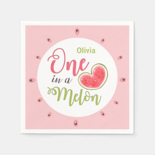 One In A Melon 1st Birthday Summer Party Pink Napkins