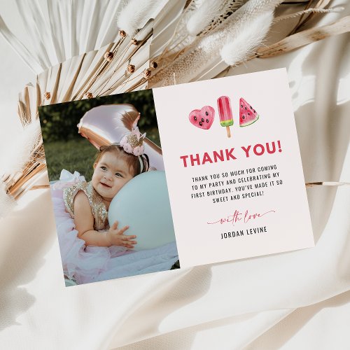 One in a Melon 1st Birthday Thank You Card 