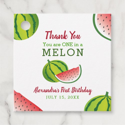 One in a Melon 1st Birthday Thank You Favor Tags