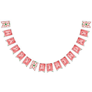 One In A Melon 1st Birthday Watermelon Birthday Bunting Flags