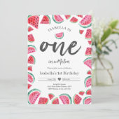One In A Melon 1st Birthday Watermelon Birthday Invitation (Standing Front)