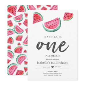 One In A Melon 1st Birthday Watermelon Birthday Invitation