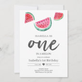 One In A Melon 1st Birthday Watermelon Birthday Invitation (Front)