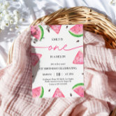 Retro Cherry 1st Birthday Invitation