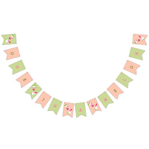 One in a melon 1st Birthday Watermelon Cute Sweet Bunting Flags