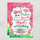 One in a Melon 1st Birthday Watermelon Invitation (Front/Back)