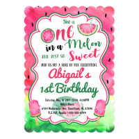 One in a Melon 1st Birthday Watermelon Invitation
