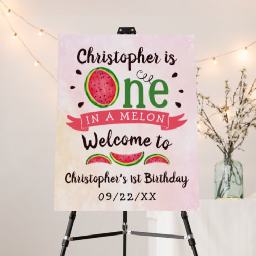 One In A Melon 1st Birthday Welcome Foam Board