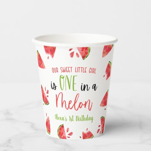 One In A Melon 1st First Birthday Party Watermelon Paper Cups