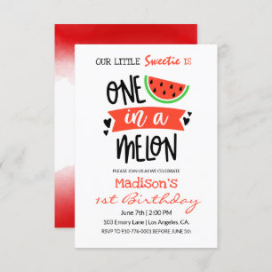 One In A Melon Baby Birthday Invitation