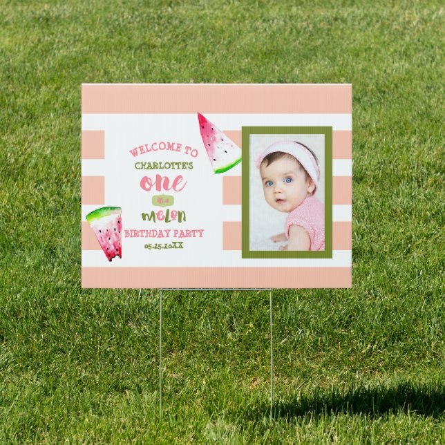 One in a Melon Baby Photo Birthday Cute Welcome Sign (Insitu)