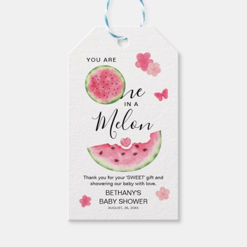  One in a Melon Baby Shower Watermelon Thank You Gift Tags