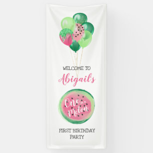 One in a Melon Balloons 1st Birthday Party Welcome Banner