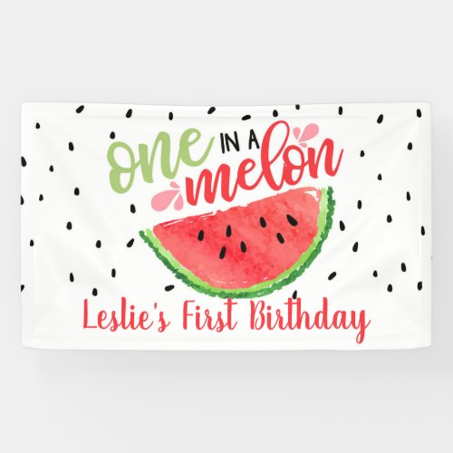 One in a Melon Birthday Banner _ Red