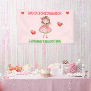 One in a Melon Birthday Banner Watermelon Fairy