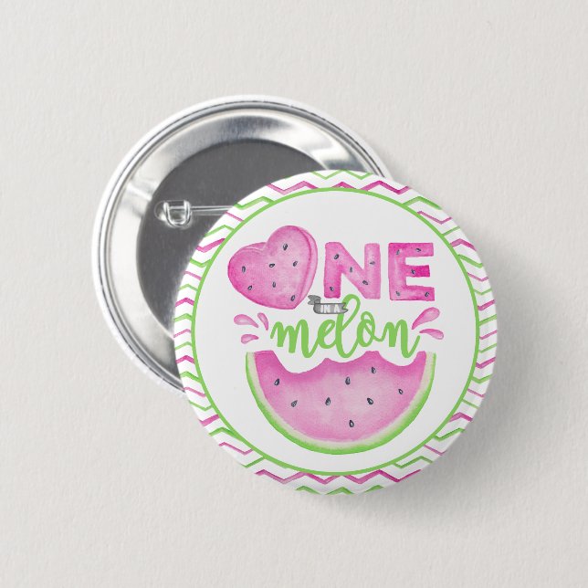 One in a Melon Birthday Button – Pink Watermelon  (Front & Back)