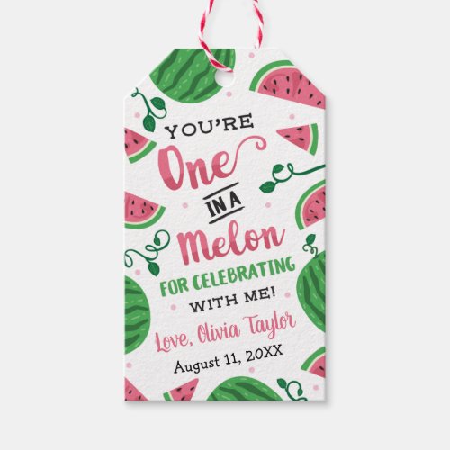 One In A Melon Birthday Favor Tag
