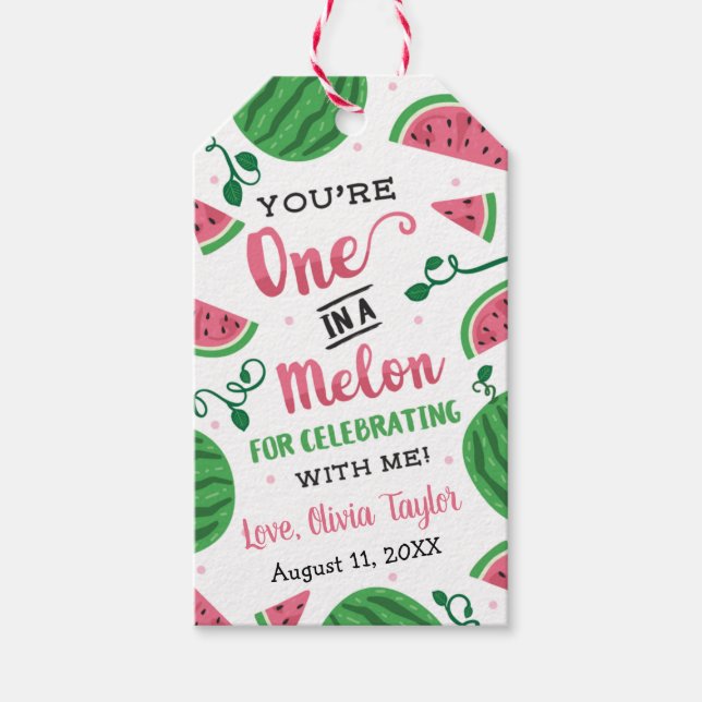 One In A Melon Birthday Favor Tag (Front)
