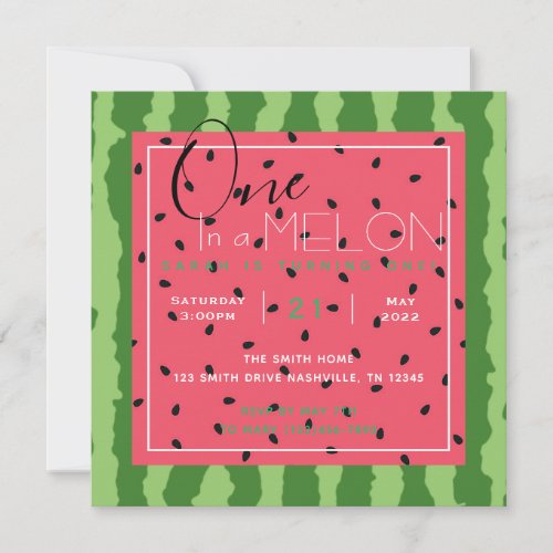 One in a Melon Birthday Invitation