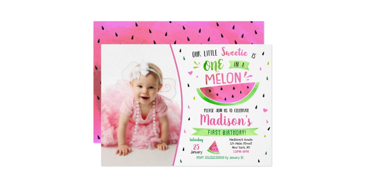 One In A Melon Birthday Invitation
