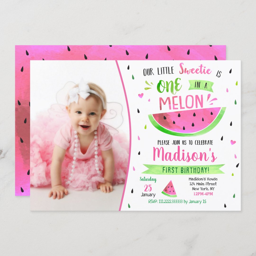 One in a Melon Birthday Invitation | Zazzle