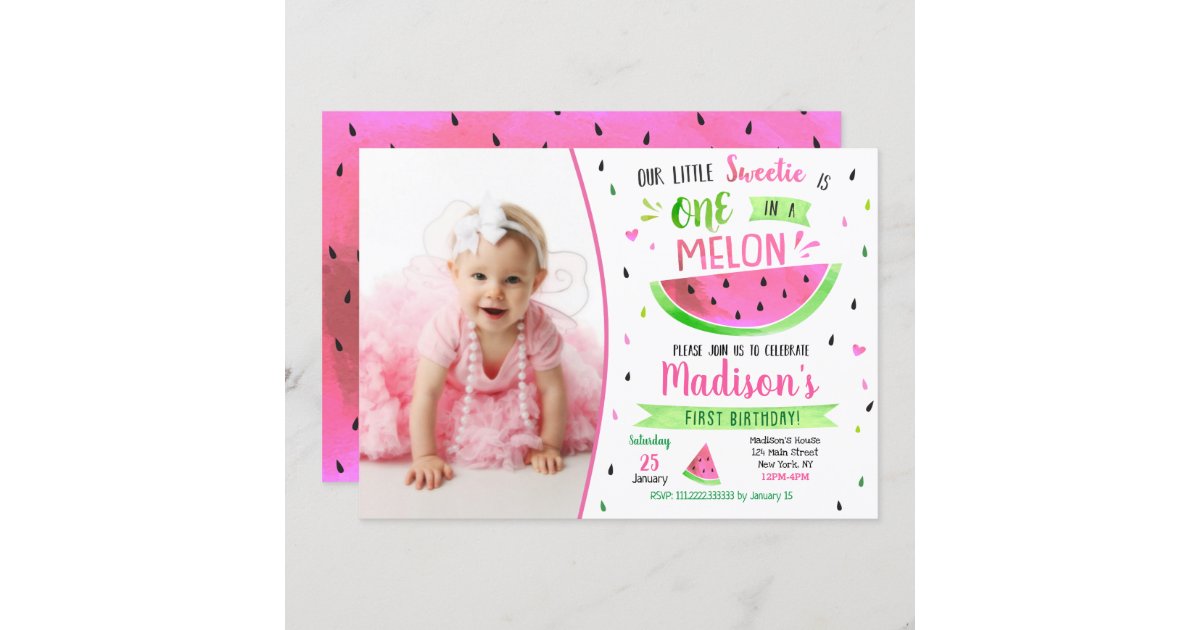 One in a Melon Birthday Invitation | Zazzle