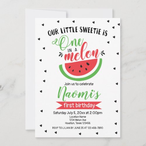 One in a Melon Birthday Invitation