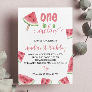 One In A Melon Birthday Invitation