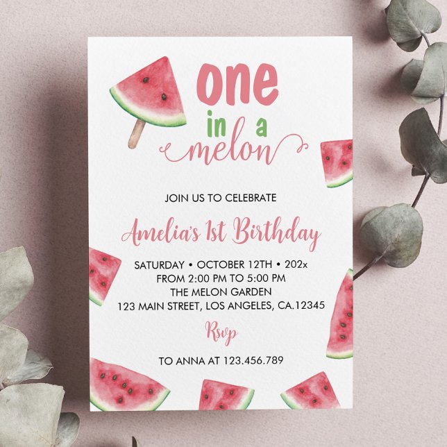 One In A Melon Birthday Invitation (Creator Uploaded)