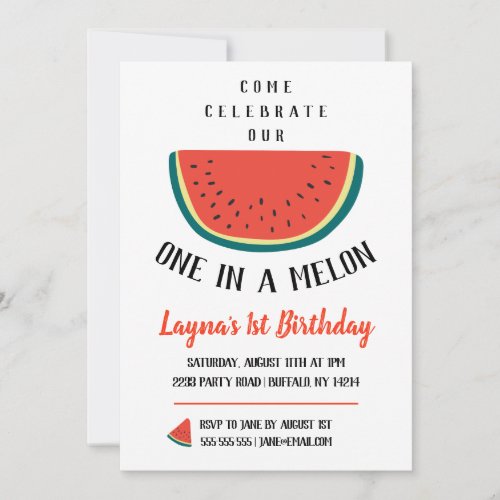 ONE in a Melon Birthday Invitation